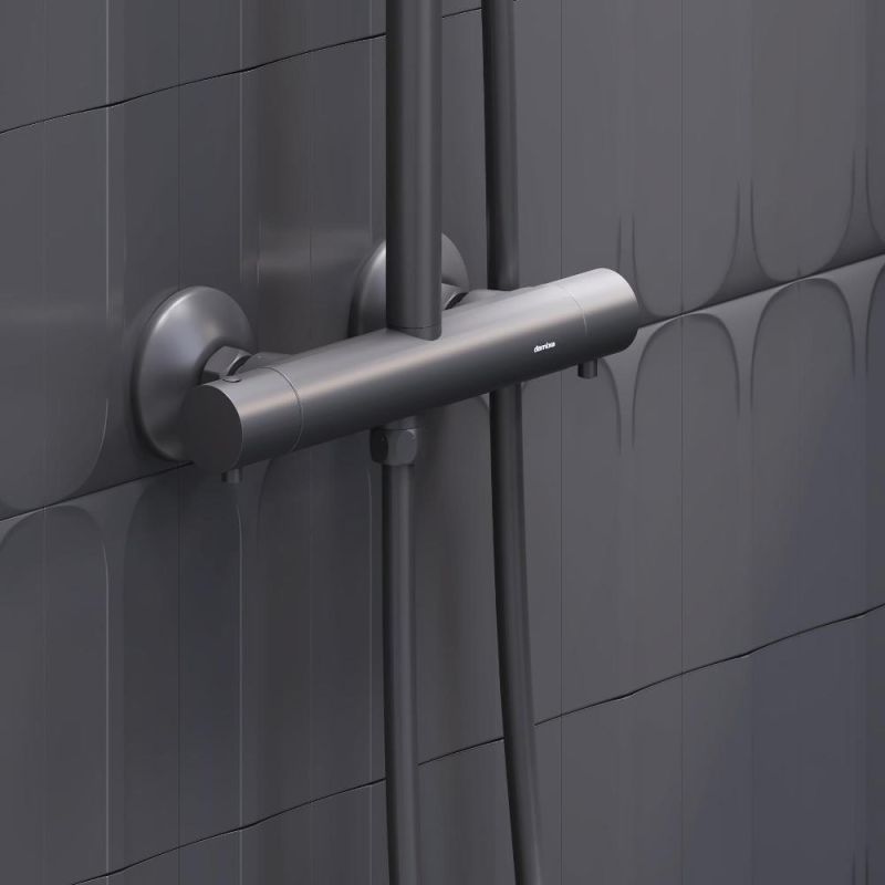 Душевая система Damixa Jupiter 977800300 с термостатом Черная матовая