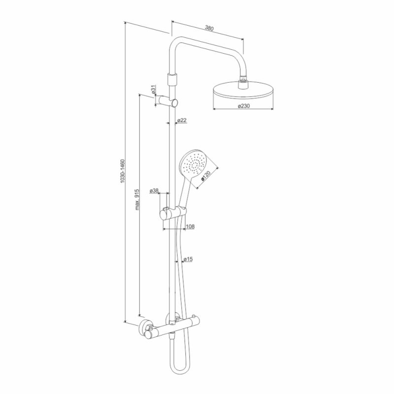 Душевая система Damixa Jupiter 977800300 с термостатом Черная матовая