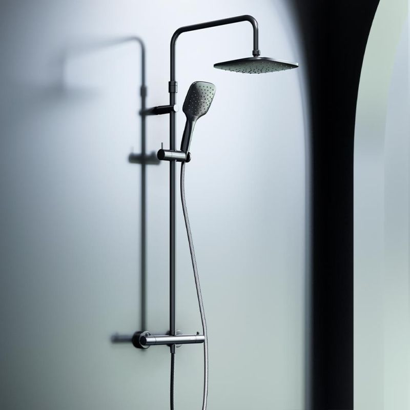 Душевая система Damixa Option DX218092300 с термостатом Черная матовая