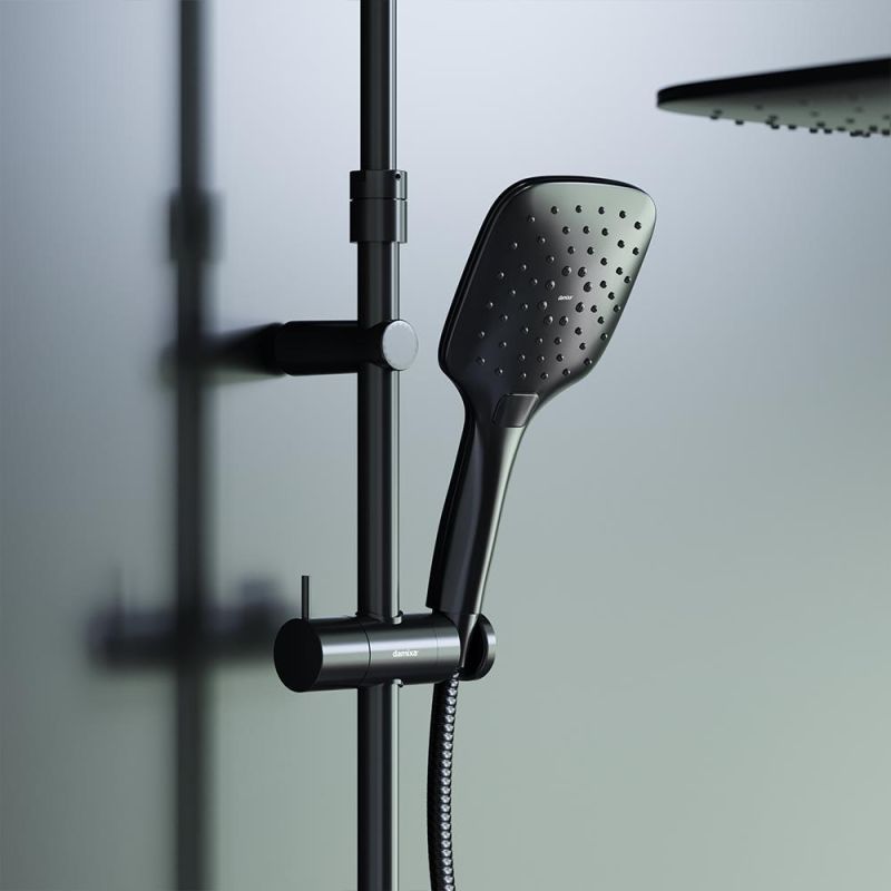 Душевая система Damixa Option DX218092300 с термостатом Черная матовая