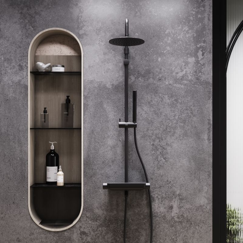 Душевая система Damixa Scandinavian Pure 936760300 с термостатом Черная матовая