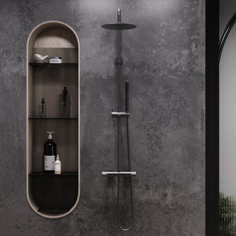 Душевая система Damixa Scandinavian Pure 936800300 с термостатом Черная матовая