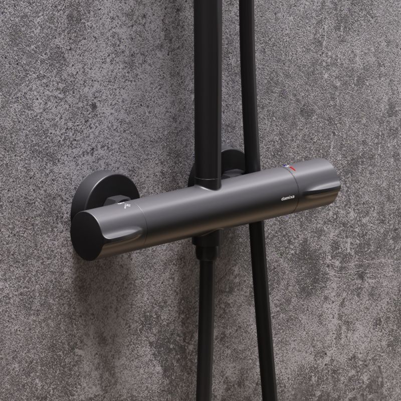 Душевая система Damixa Scandinavian Pure 936800300 с термостатом Черная матовая