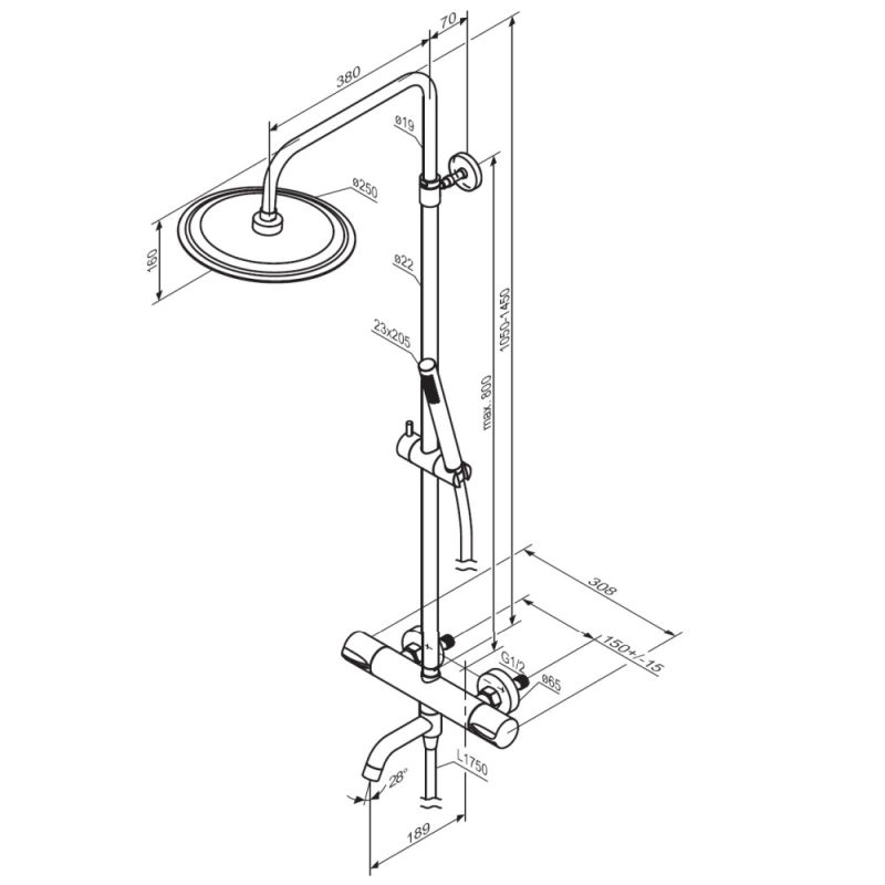 Душевая система Damixa Scandinavian Pure 936810000 с термостатом Хром