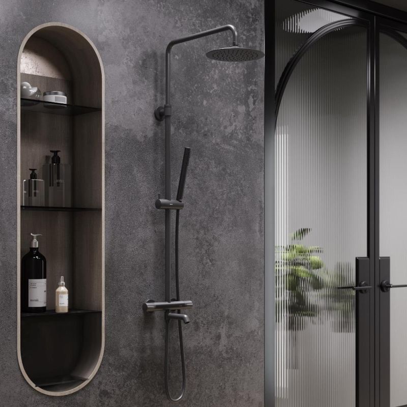 Душевая система Damixa Scandinavian Pure 936810300 с термостатом Черная матовая