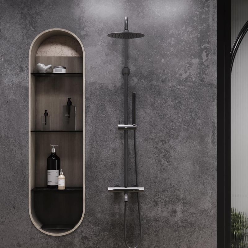 Душевая система Damixa Scandinavian Pure 936810300 с термостатом Черная матовая