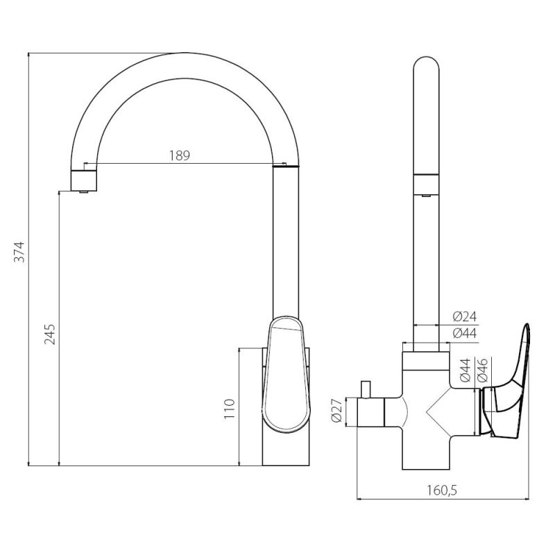 Смеситель для кухни Damixa Merkur 400730000, хром