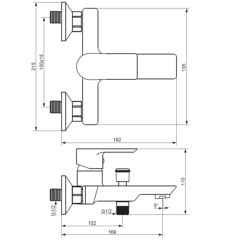 Смеситель для ванны и душа Damixa Apollo 471000300 Черный матовый