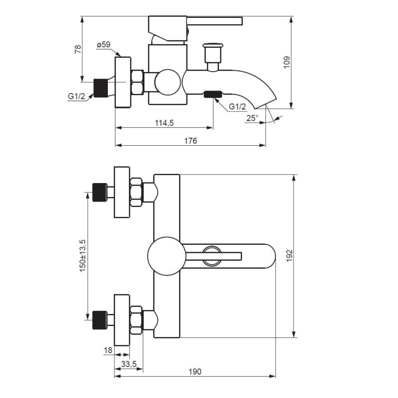 Смеситель для ванны и душа Damixa Scandinavian Pure 361000300 Черный матовый