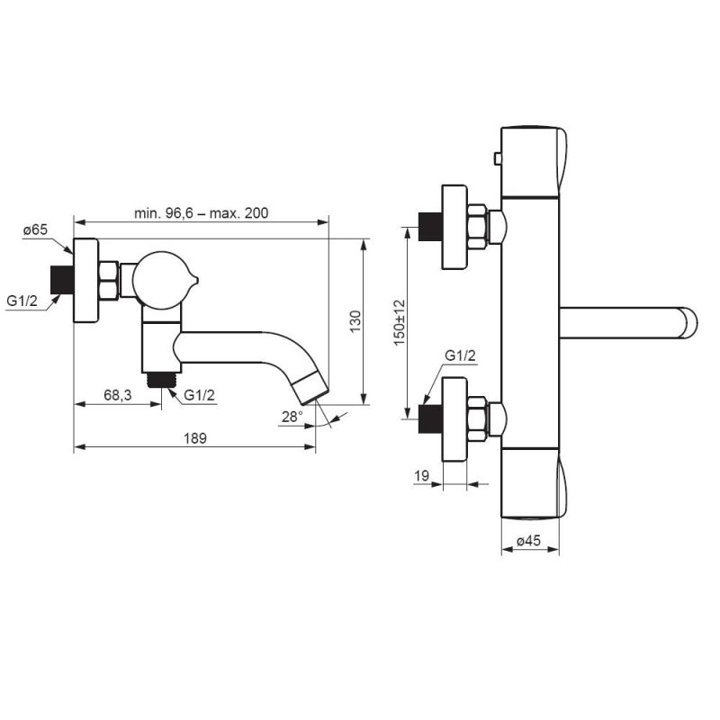 Смеситель для ванны и душа Damixa Scandinavian Pure 363000300 с термостатом Черный матовый