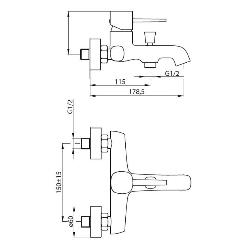 Смеситель для ванны и душа Damixa Sirius 861000000 Хром