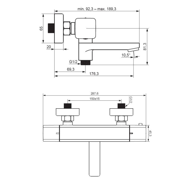 Смеситель для ванны и душа Damixa Gala 533000300 с термостатом Черный матовый