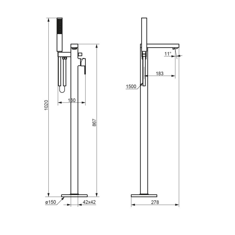 Смеситель для ванны и душа Damixa Gala 535000300 Черный матовый