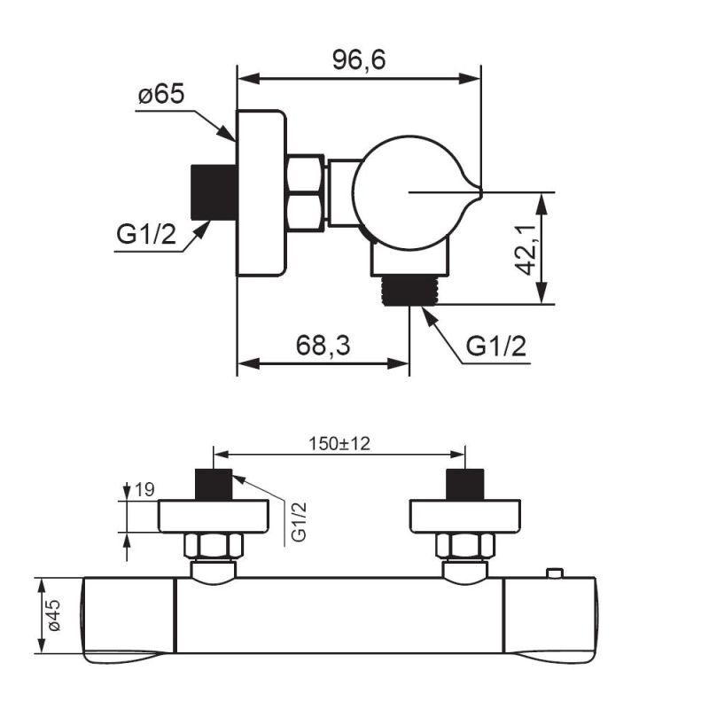 Смеситель для душа Damixa Scandinavian Pure 366000300 с термостатом Черный матовый