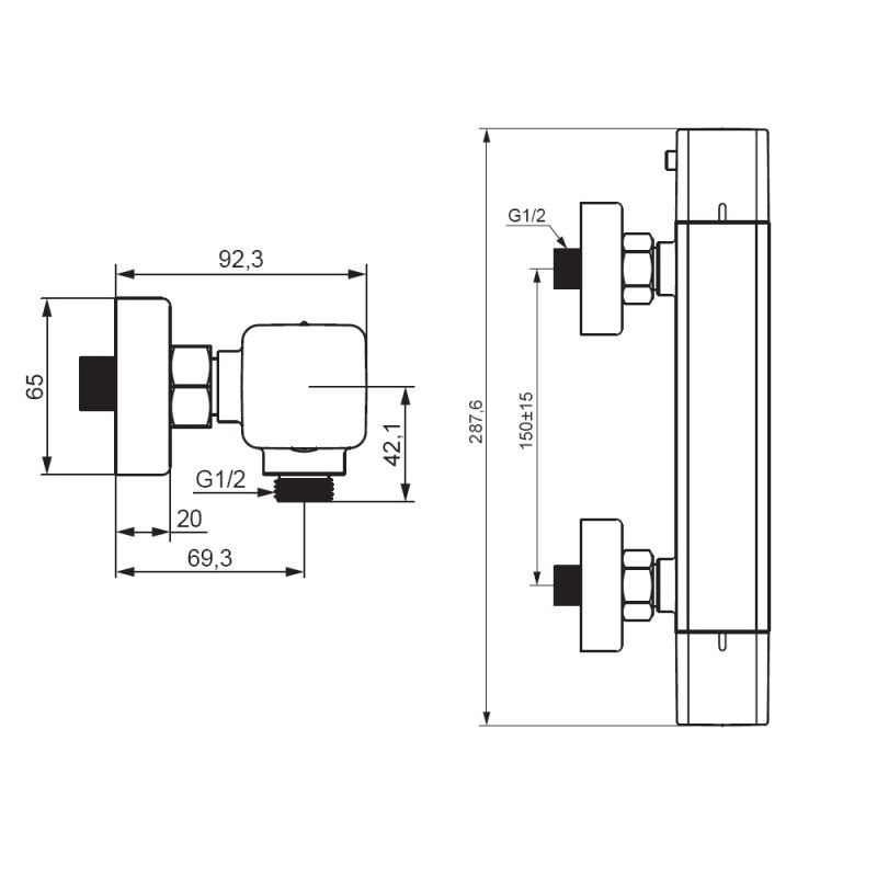 Смеситель для душа Damixa Gala 536000300 с термостатом Черный матовый