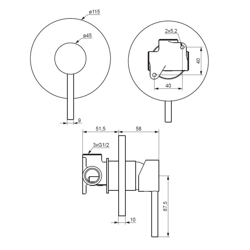 Смеситель для душа Damixa Scandinavian Pure 367500000 Хром