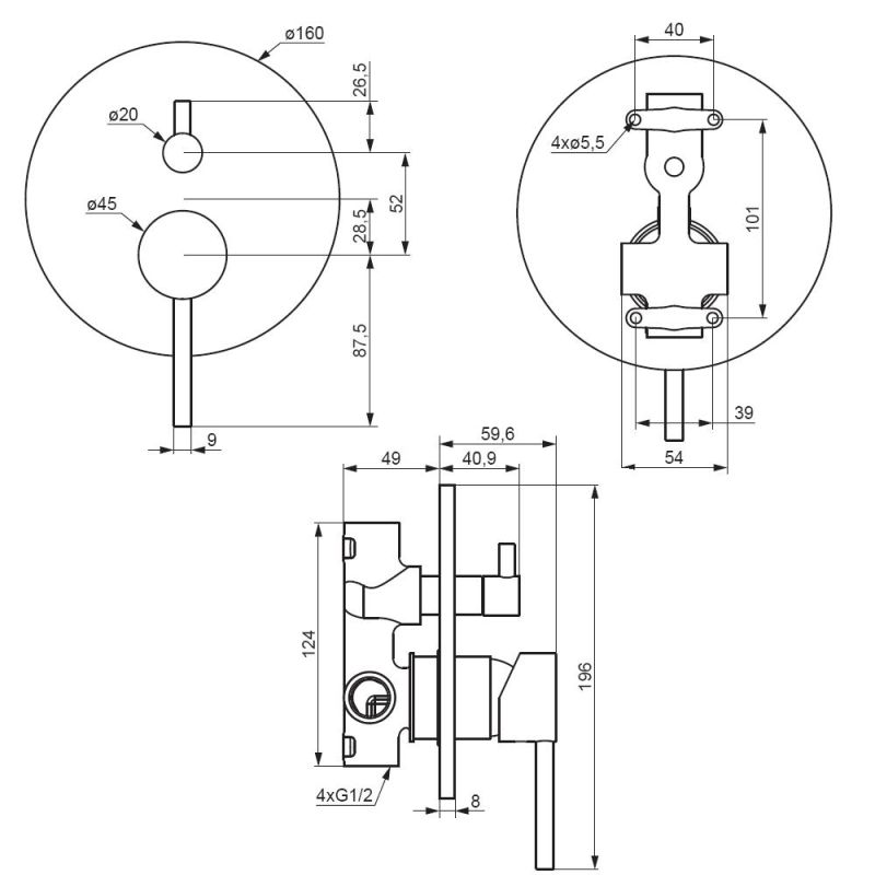 Смеситель для душа Damixa Scandinavian Pure 367100000 Хром