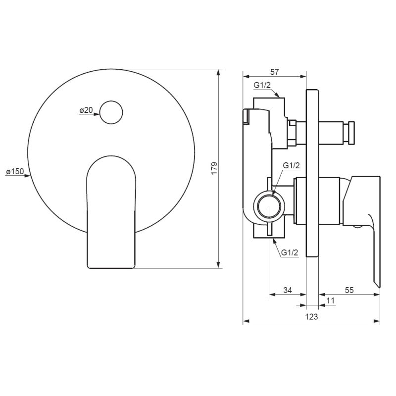 Смеситель для душа Damixa Apollo 477100300 Черный матовый