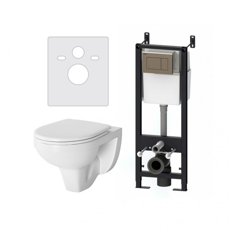 Комплект унитаза с инсталляцией Damixa Jupiter DX77.IS10151.1738 с сиденьем Микролифт и клавишей смыва Хром глянцевый