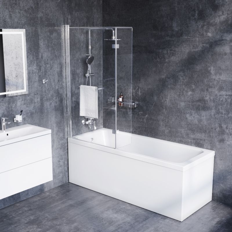 Шторка на ванну Damixa Skyline 80х140 DX35WBS-D7W1-150MT профиль Хром стекло прозрачное