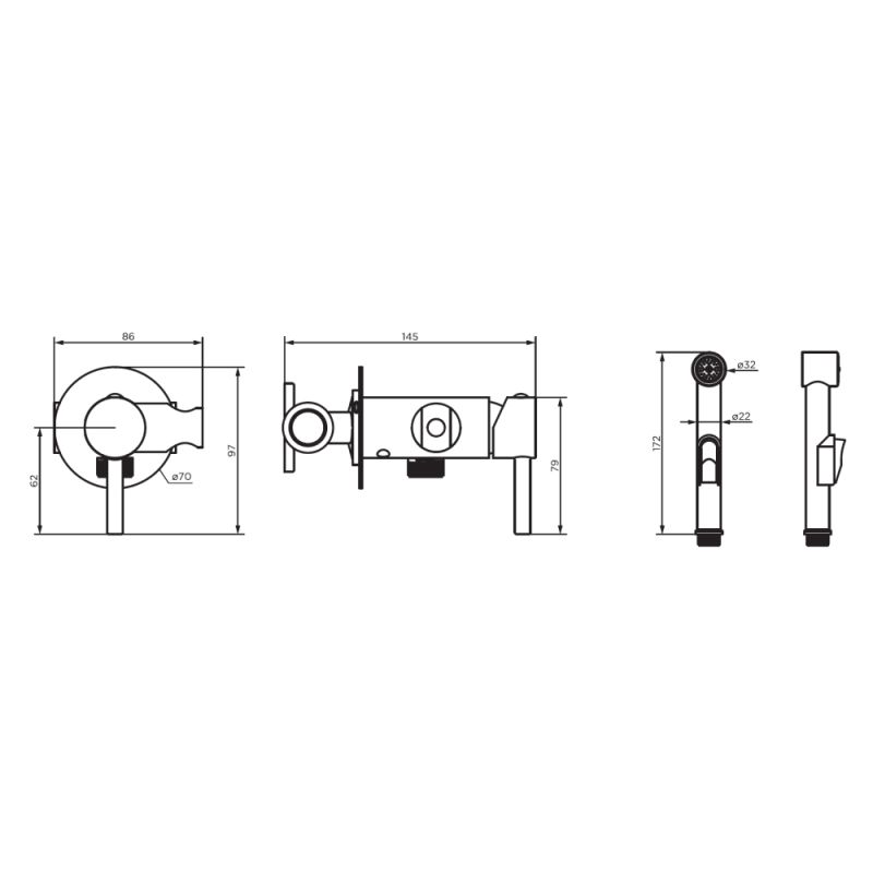 Гигиенический душ со смесителем Dorff Logic D3075000BL Черный