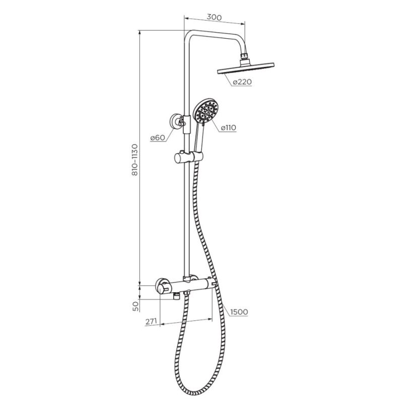Душевая система Dorff Futura D0710522 с термостатом Черный