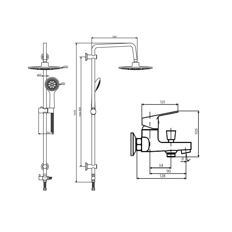 Душевая система Dorff Norma D0711010 Хром
