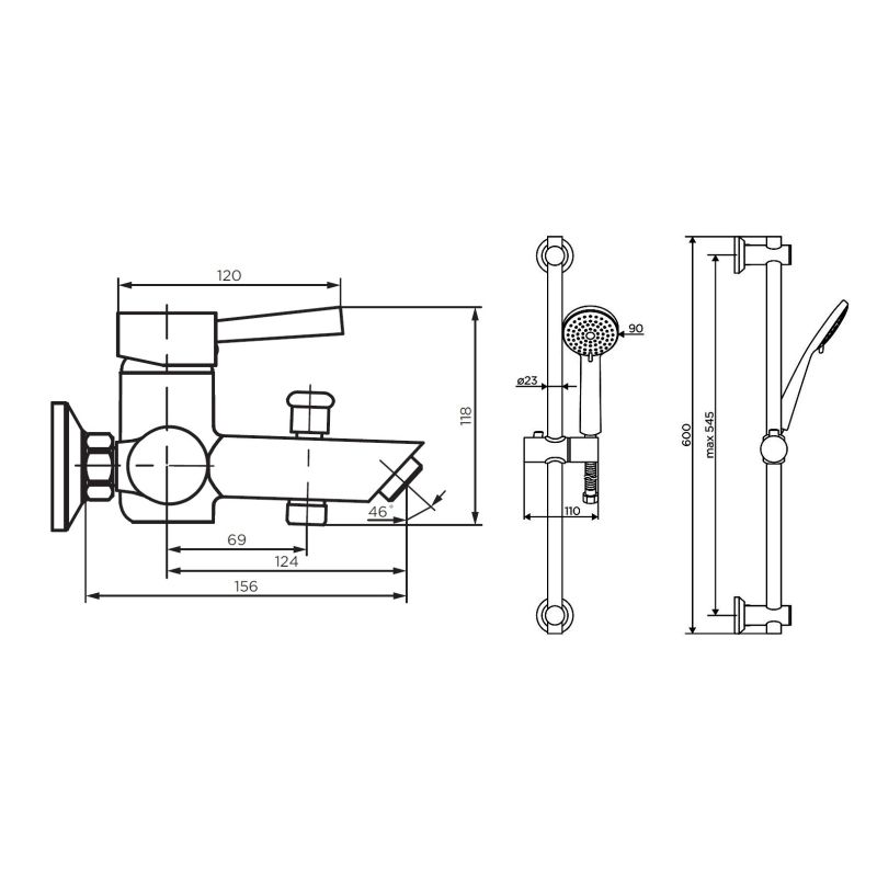 Смеситель для ванны и душа Dorff Logic New D0103030SS Нержавеющая сталь