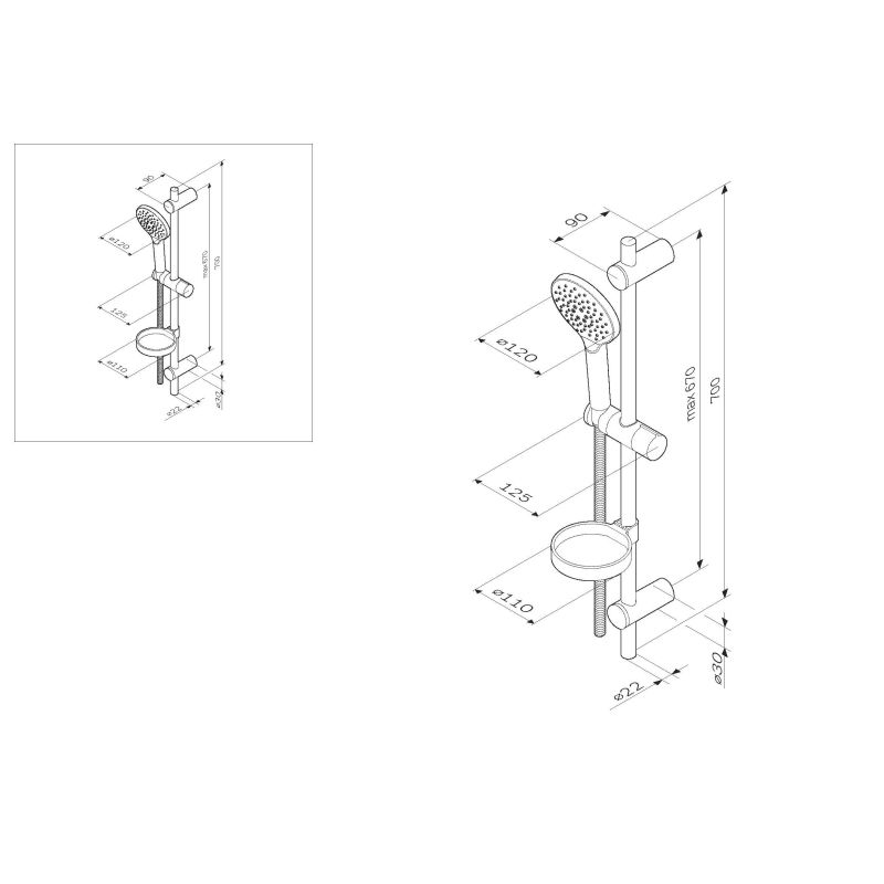 Душевой гарнитур AM.PM Like F0180064 Хром