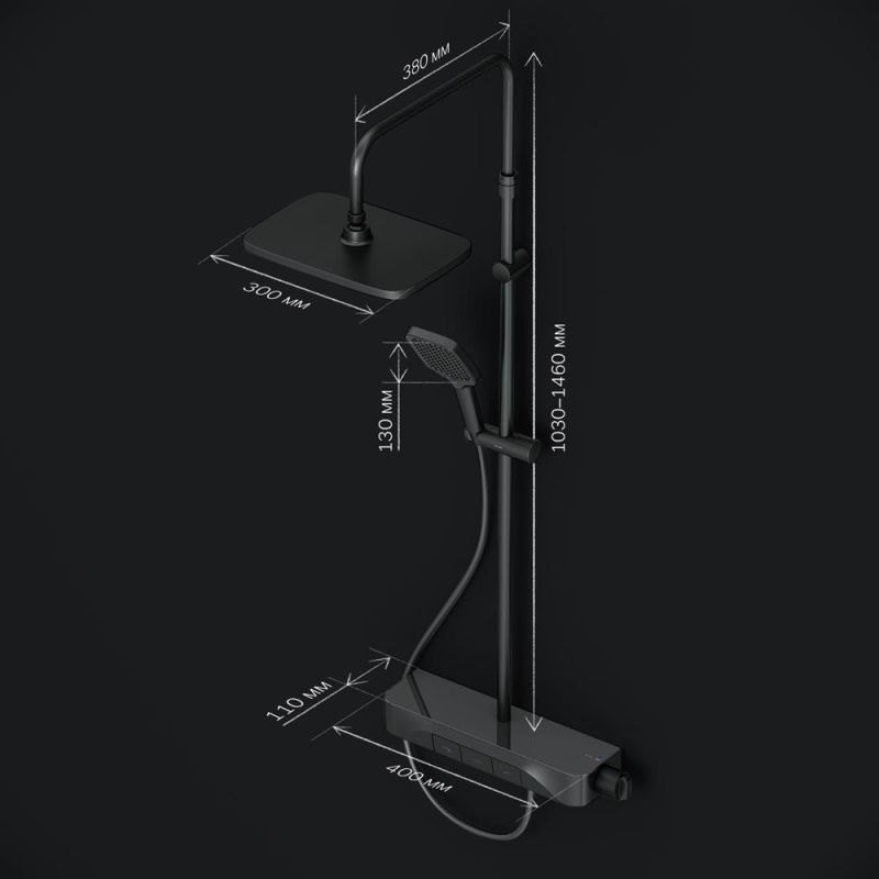 Душевая система AM.PM Func F078F322 с термостатом Черная матовая