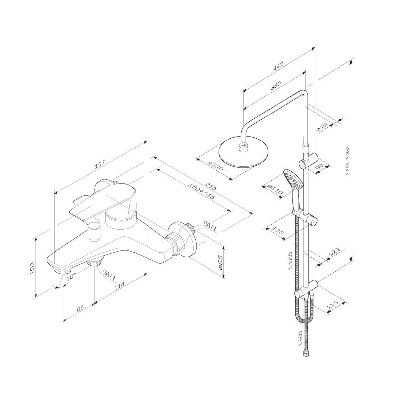 Душевая система AM.PM Gem F40890A14 Хром