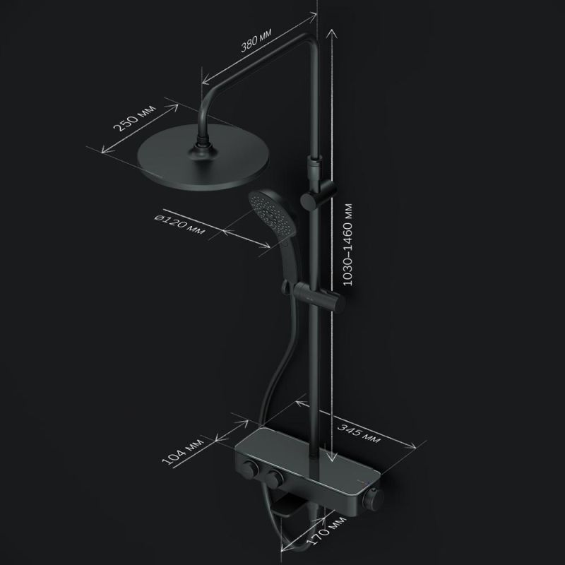 Душевая система AM.PM Inspire V2.0 F0750A522 с термостатом Черная матовая