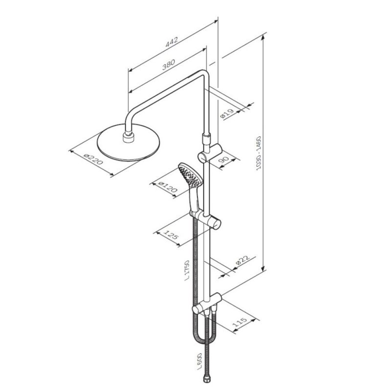 Душевая система AM.PM Like F0780022 Черная матовая