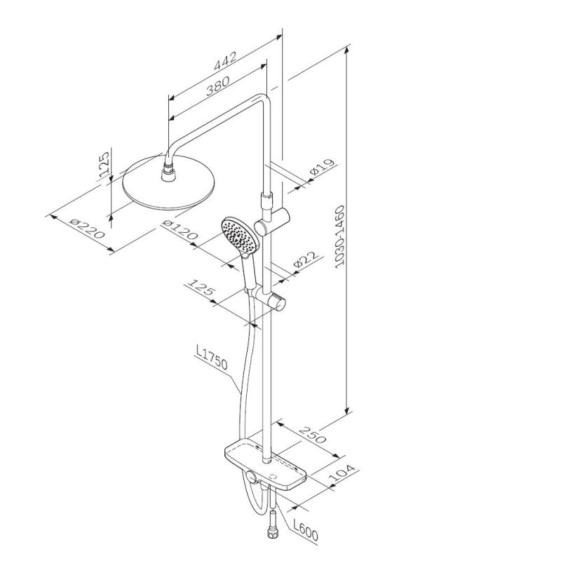 Душевая система AM.PM Like F0780222 Черная матовая