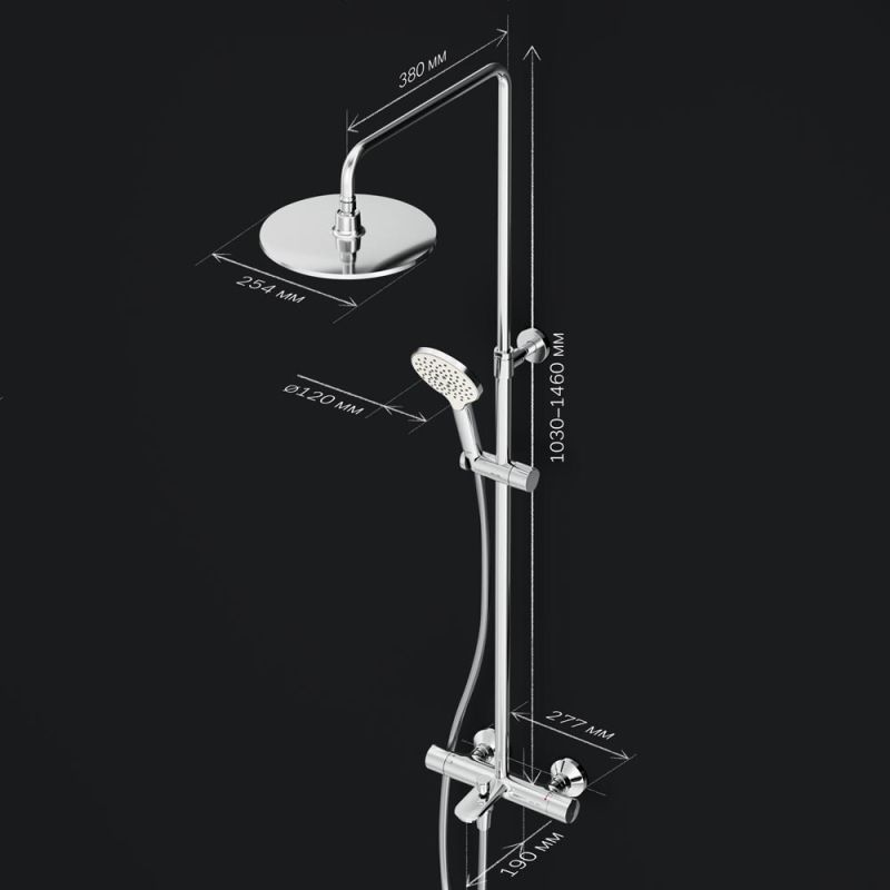 Душевая система AM.PM Like F0780564 с термостатом Хром