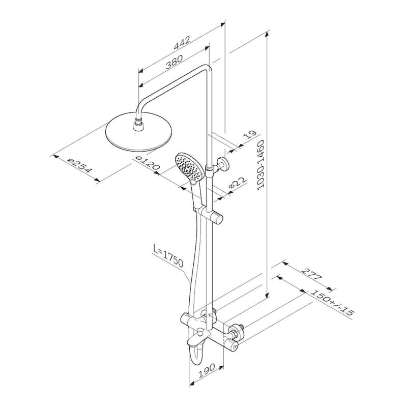 Душевая система AM.PM Like F0780564 с термостатом Хром