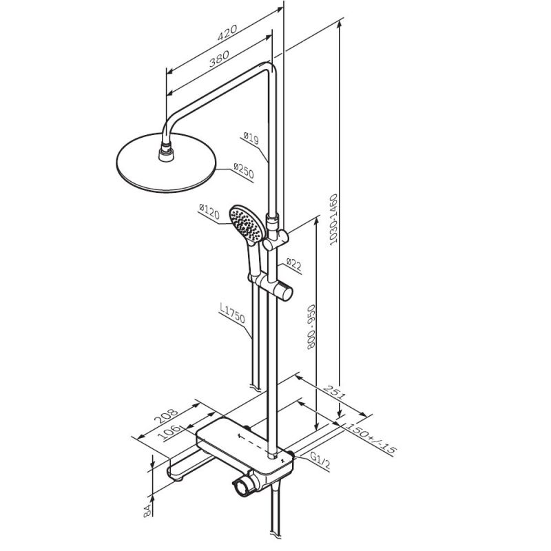 Душевая система AM.PM Like F0780700 Хром