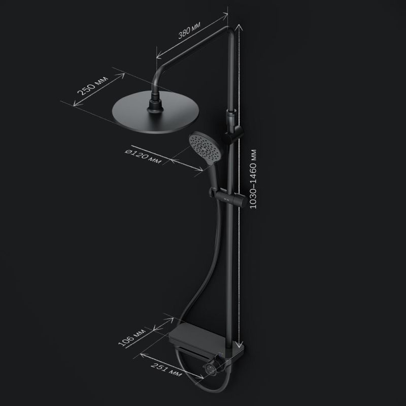 Душевая система AM.PM Like F0780722 Черная матовая