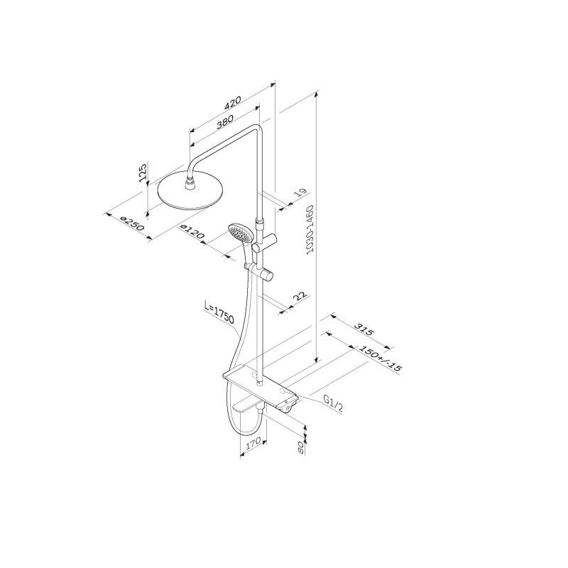 Душевая система AM.PM Spirit V2.0 F0770A500 с термостатом Хром