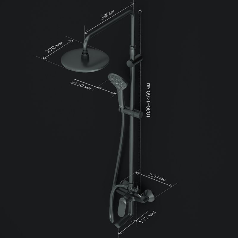 Душевая система AM.PM Sunny F0785C922 Черная матовая