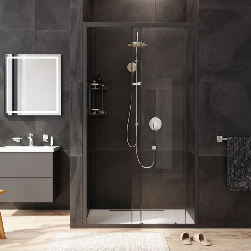 Душевая дверь AM.PM Gem Solo 110 W90G-110-1-195BT профиль Черный матовый стекло прозрачное