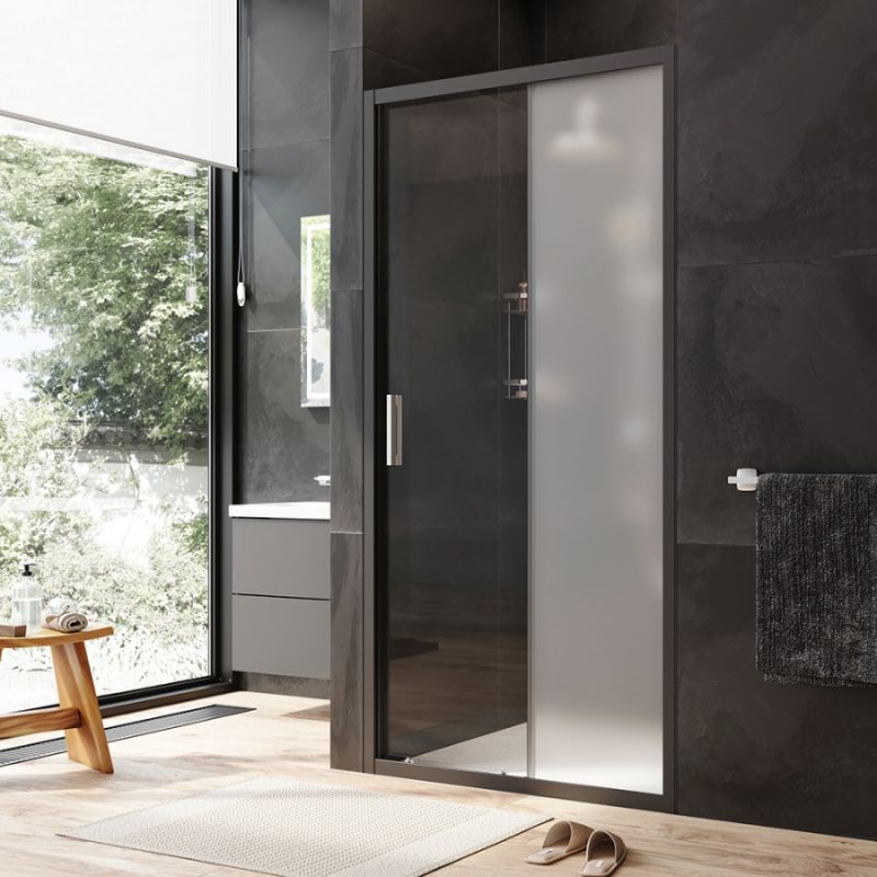 Душевая дверь AM.PM Gem Solo 100 W90G-100-1-195BM профиль Черный матовый стекло матовое-прозрачное