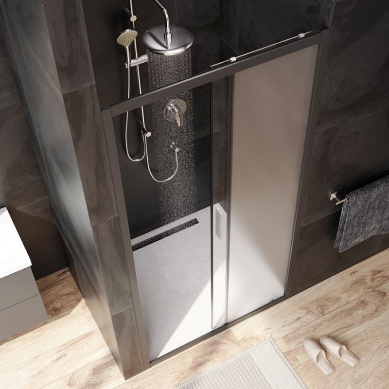 Душевая дверь AM.PM Gem Solo 100 W90G-100-1-195BM профиль Черный матовый стекло матовое-прозрачное