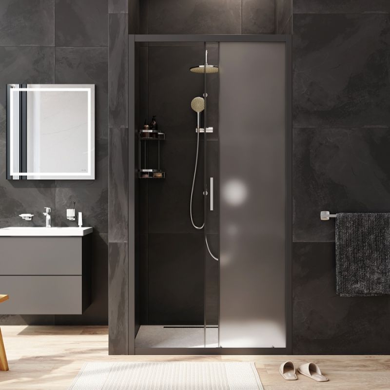 Душевая дверь AM.PM Gem Solo 100 W90G-100-1-195BM профиль Черный матовый стекло матовое-прозрачное