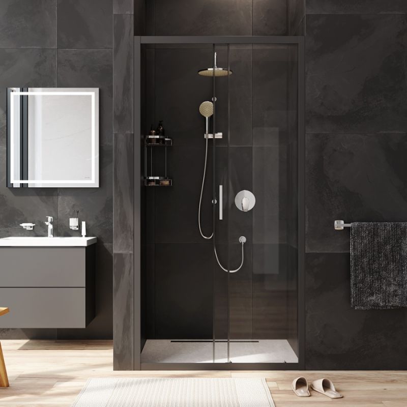 Душевая дверь AM.PM Gem Solo 100 W90G-100-1-195BT профиль Черный матовый стекло прозрачное