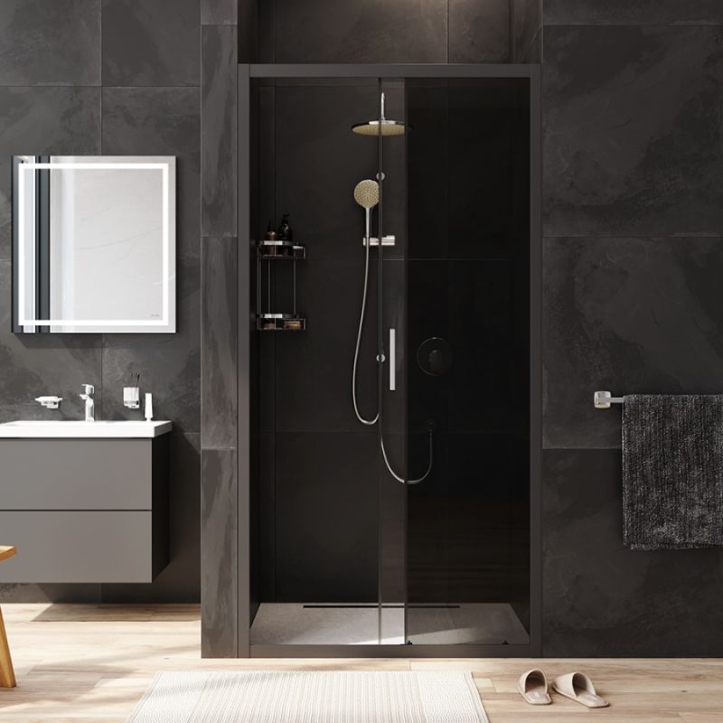 Душевая дверь AM.PM Gem Solo 100 W90G-100-1-195BG профиль Черный матовый стекло тонированное-прозрачное