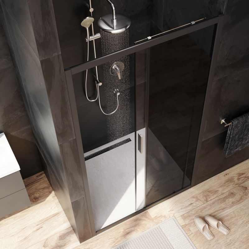 Душевая дверь AM.PM Gem Solo 110 W90G-110-1-195BG профиль Черный матовый стекло тонированное-прозрачное