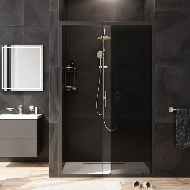 Душевая дверь AM.PM Gem 120 W90G-120-1-195BG профиль Черный матовый стекло тонированное-прозрачное