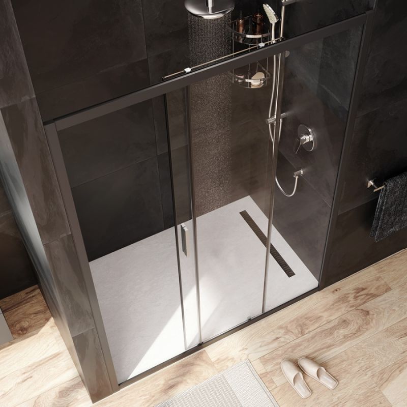 Душевая дверь AM.PM Gem 140 W90G-140-1-195BT профиль Черный матовый стекло прозрачное