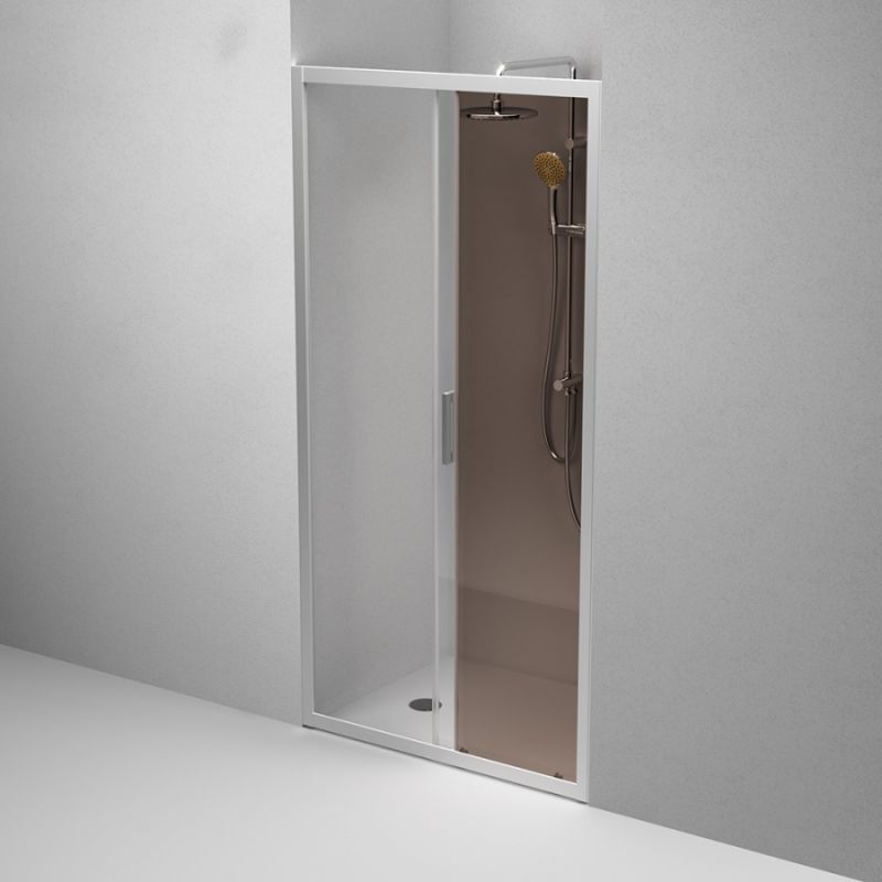 Душевая дверь AM.PM Gem Solo 100 W90G-100-1-195MBr профиль Хром матовый стекло бронзовое-прозрачное